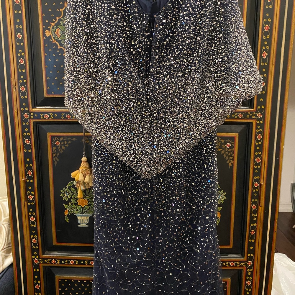 Rickie Freeman for Teri Jon Black and Silver Gown - Picture 4 of 10